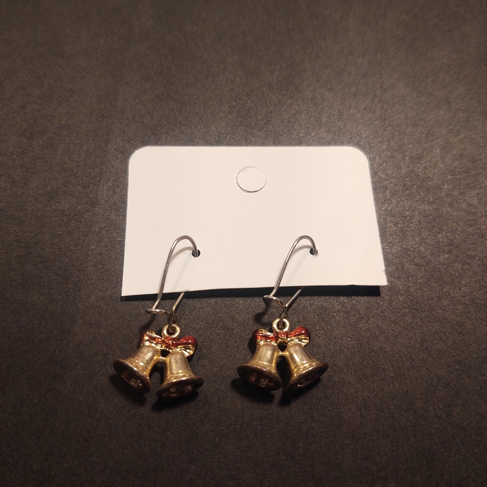 Gold Christmas bell earrings